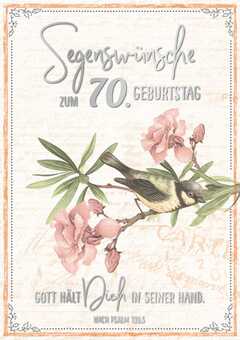 Faltkarte "Vogel auf Zweig" -  70. Geburtstag