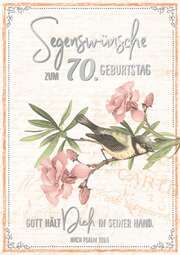 Faltkarte "Vogel auf Zweig" -  70. Geburtstag