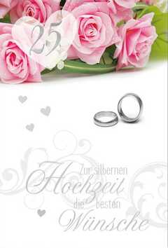 Doppelkarte "Rosa Rosen" - Silberne Hochzeit