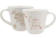 Tasse "Coffee gets me started Jesus keeps me going"