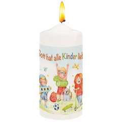 Kerze "Gott hat alle Kinder lieb"