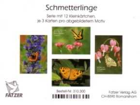 Kleinkärtchenserie Schmetterlinge, 12 Stück
