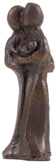 Figur "Paar mit Kind" - bronzefarben